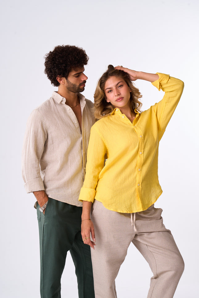 Women's Yellow Linen Shirt.