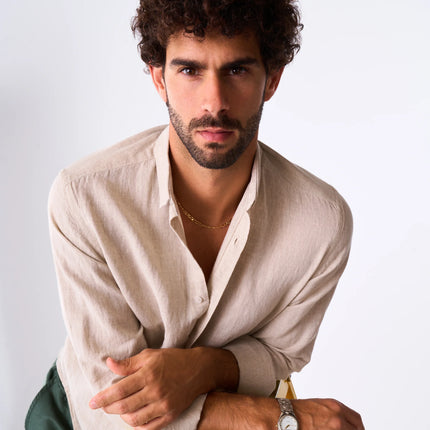Men's Beige Linen Shirt
