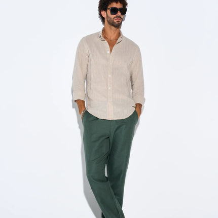 Men's Beige Linen Shirt