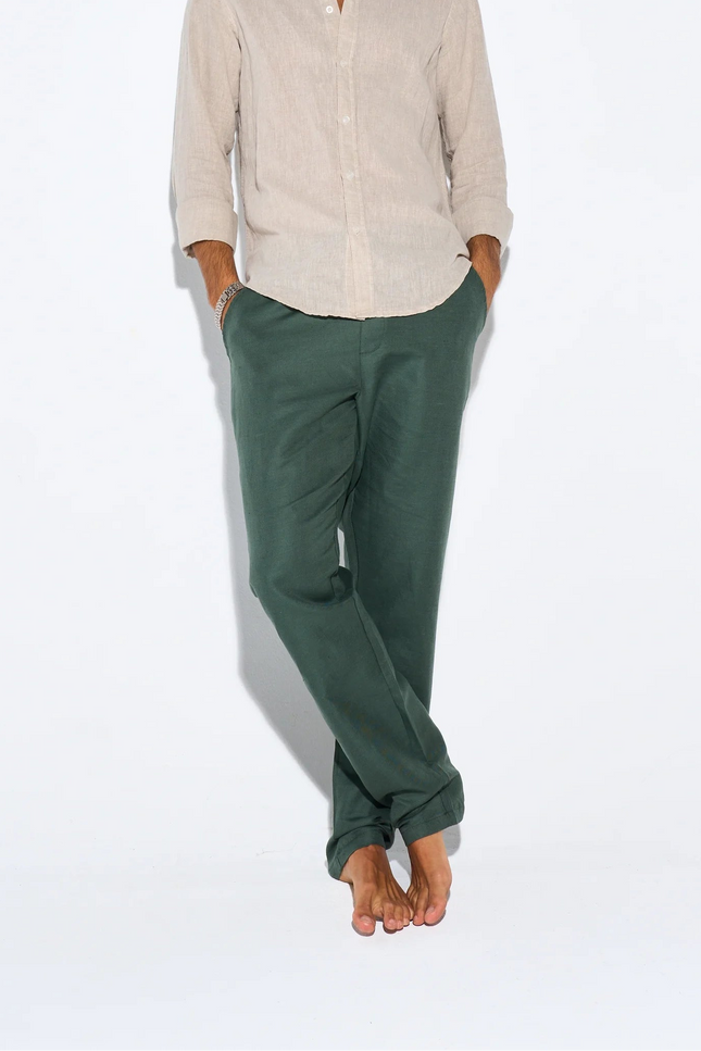Men's Olive Linen Pants
