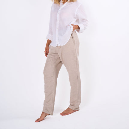 Women's Beige Linen Pants