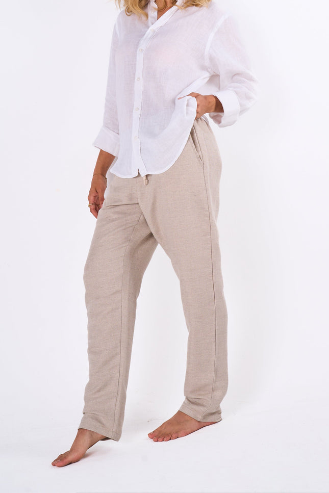 Women's Beige Linen Pants