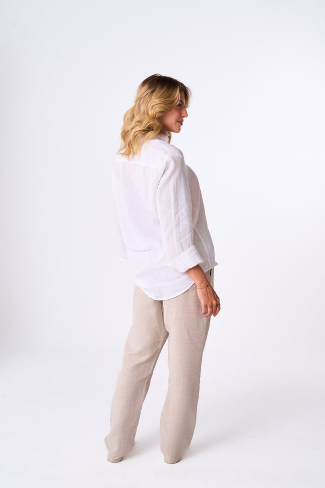 Women's Beige Linen Pants