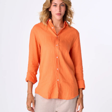 Women's Orange Linen Shirt