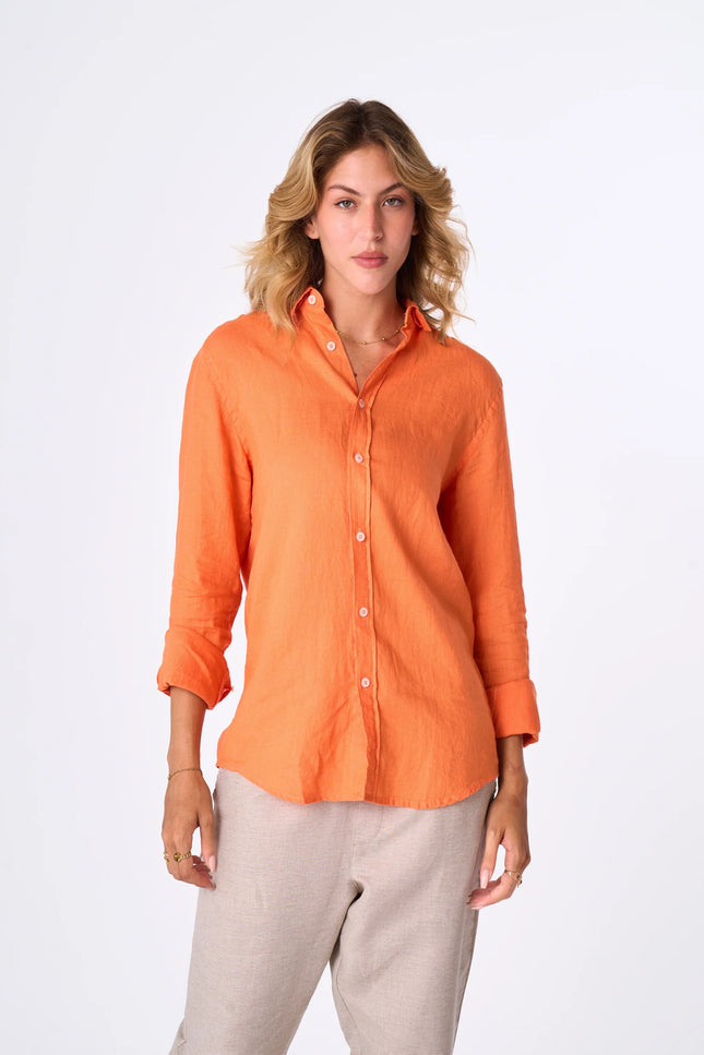 Women's Orange Linen Shirt