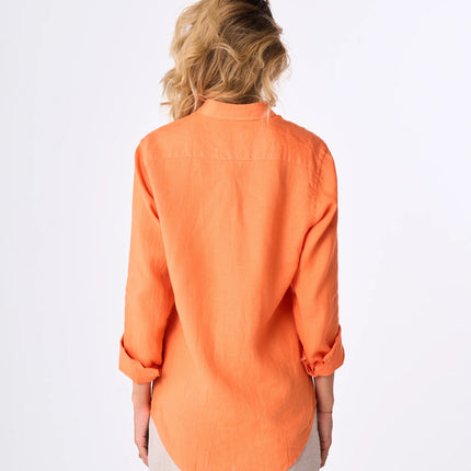 Women's Orange Linen Shirt