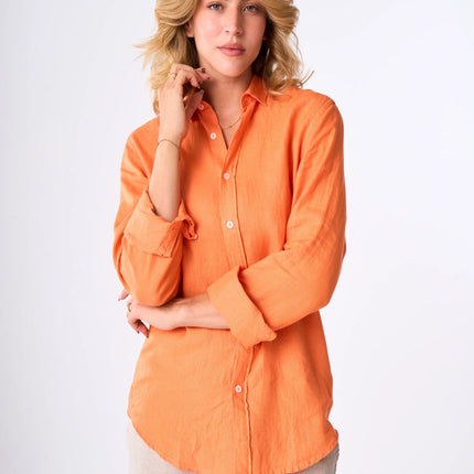 Women's Orange Linen Shirt