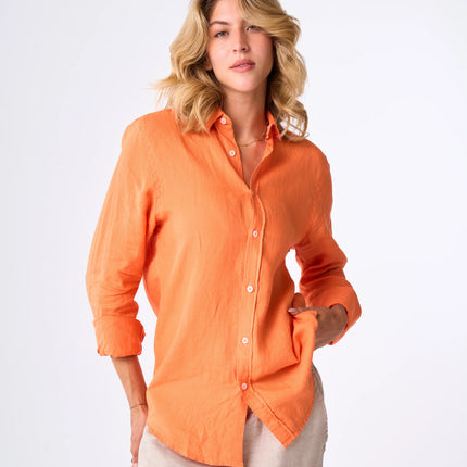 Women's Orange Linen Shirt