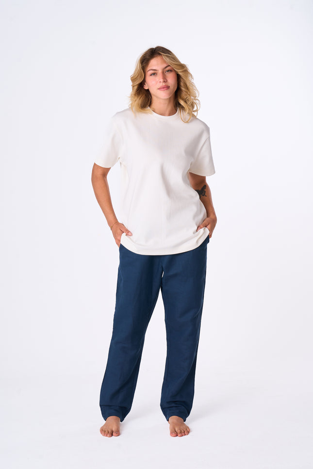 Women's Navy Linen Pants