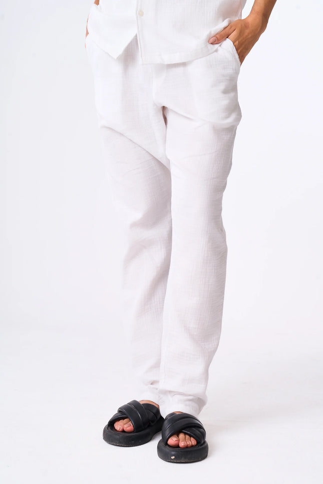 Women's White Linen Pants