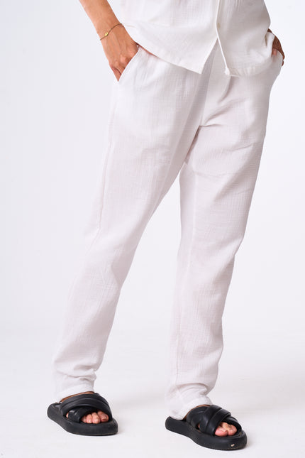 Women's Off-White Cotton Pants