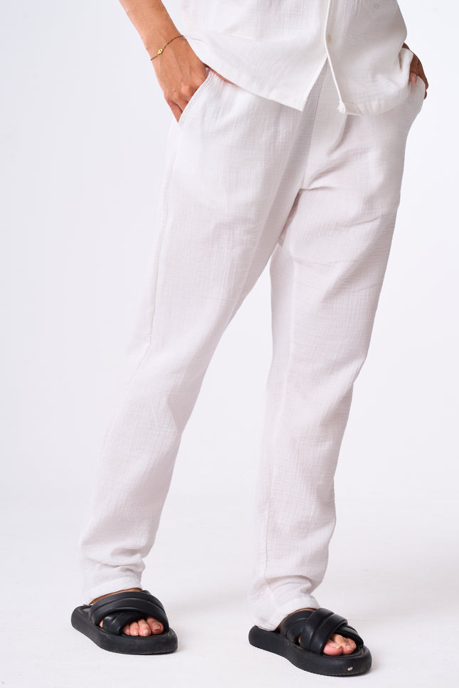 Women's Off-White Cotton Pants