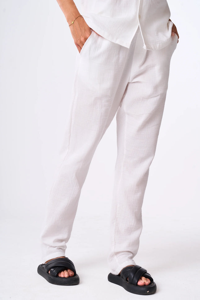 Women's White Linen Pants