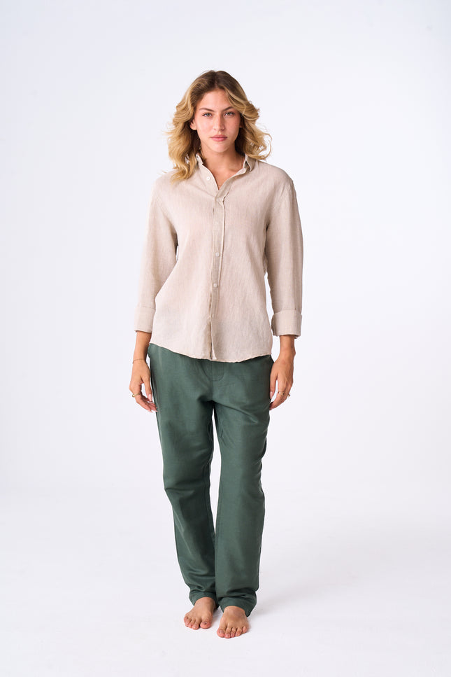 Women's Beige Linen Shirt