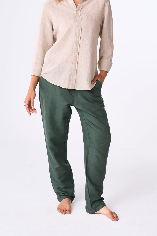 Women's Olive Linen Pants