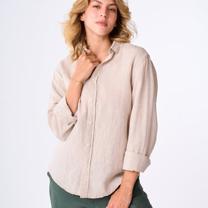 Women's Beige Linen Shirt