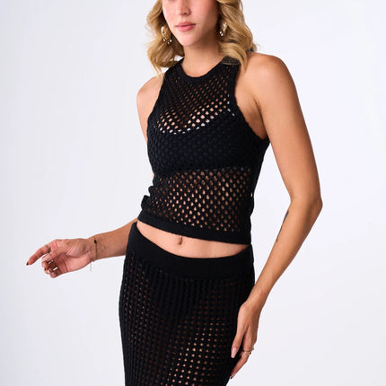 Black Crochet Knit Beach Skirt