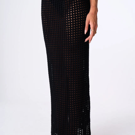 Black Crochet Knit Beach Skirt