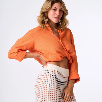 Off-White Crochet Knit Beach Skirt