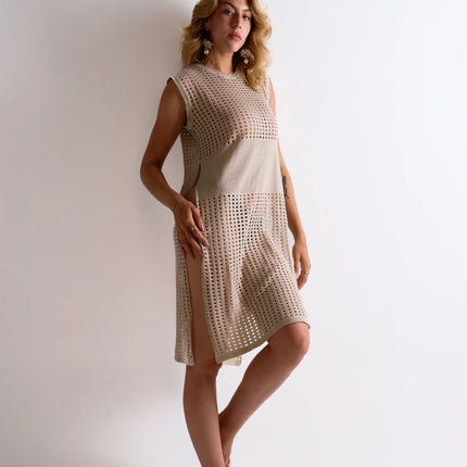 Beige knitted Beach Dress
