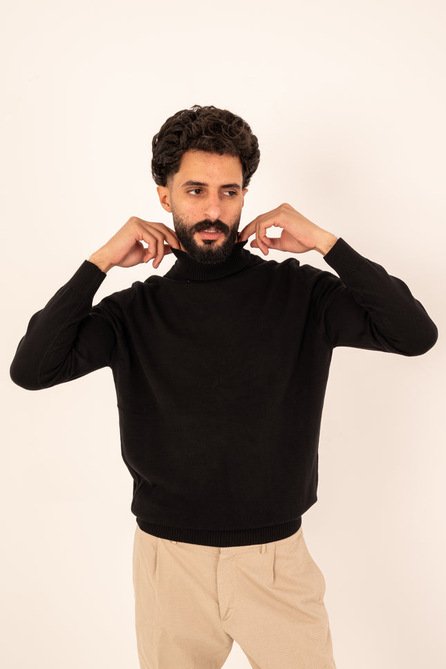 Black Half Neck Knitted Sweater