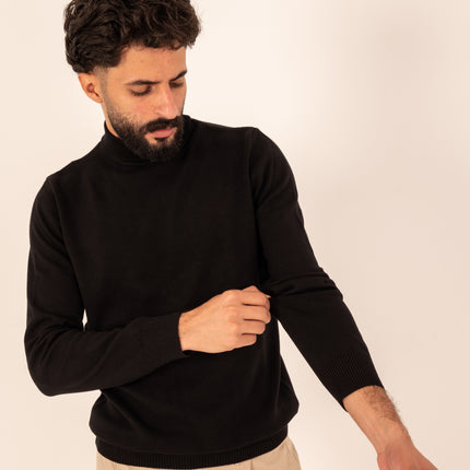 Black Half Neck Knitted Sweater
