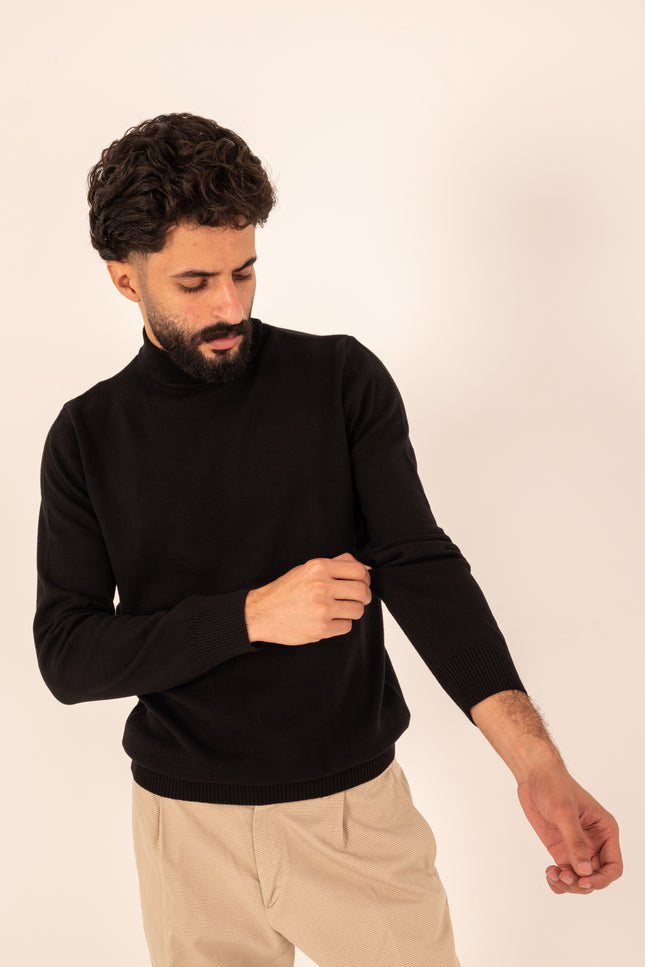 Black Half Neck Knitted Sweater