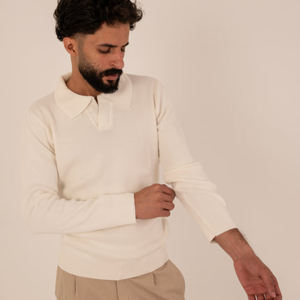 White Milano Knit Polo