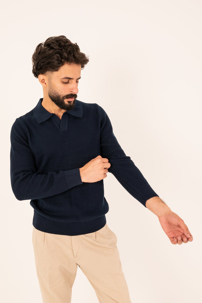 Navy Milano Knit Polo