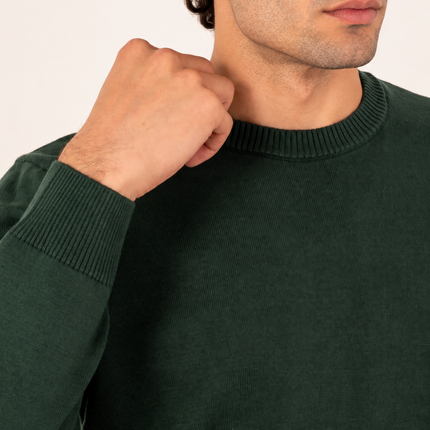 Forest Green Ribbed Crew Neck Sweater