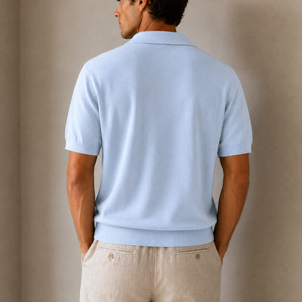 Swiss Zipper Knitted Sky blue Polo