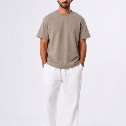 Relaxed Beige Cotton T-shirt