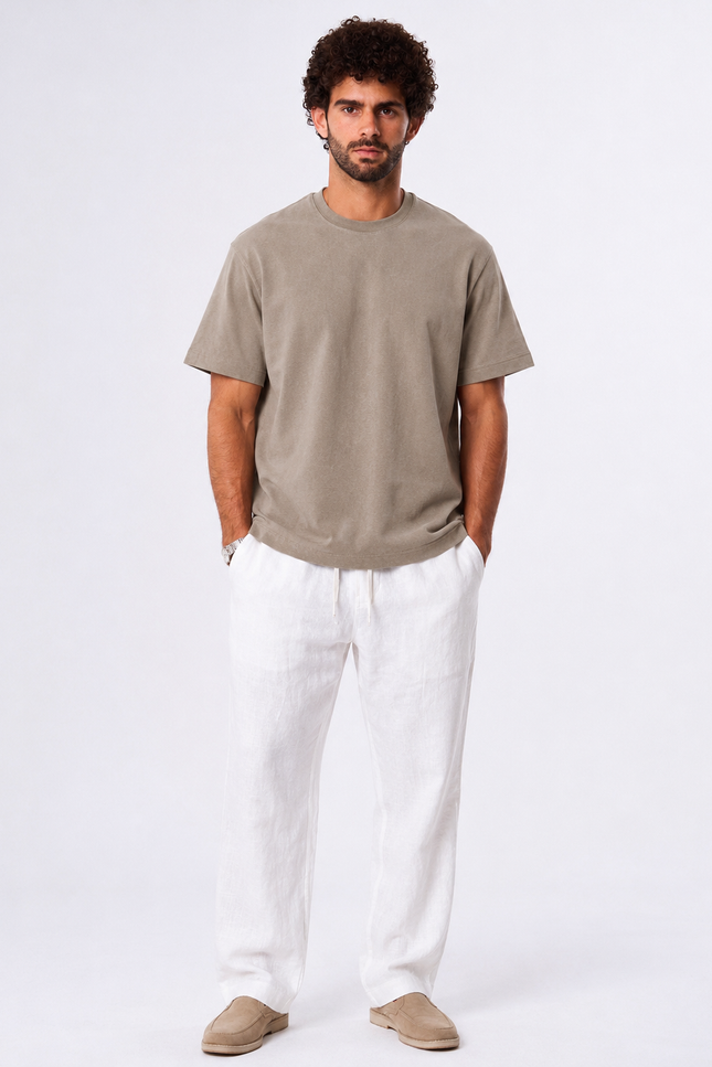 Relaxed Beige Cotton T-shirt