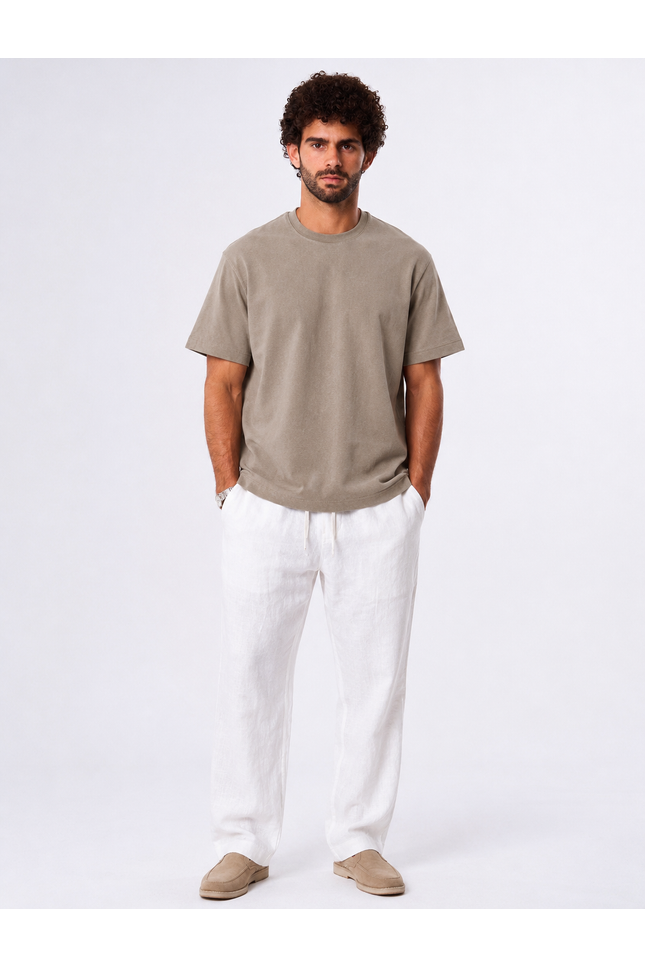 Relaxed Beige Cotton T-shirt