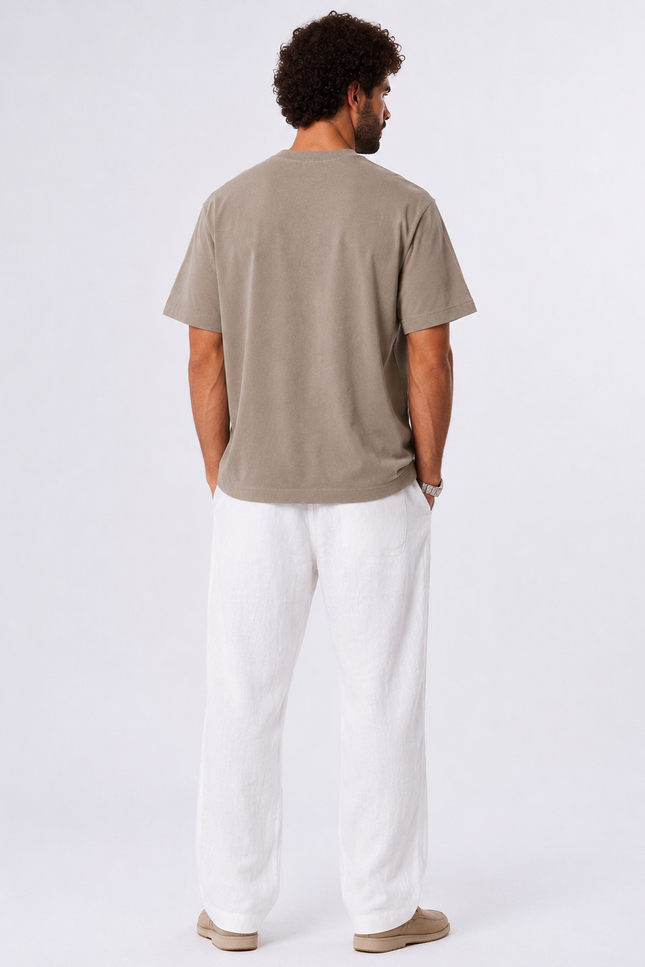 Relaxed Beige Cotton T-shirt