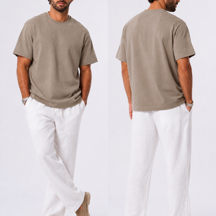 Relaxed Beige Cotton T-shirt