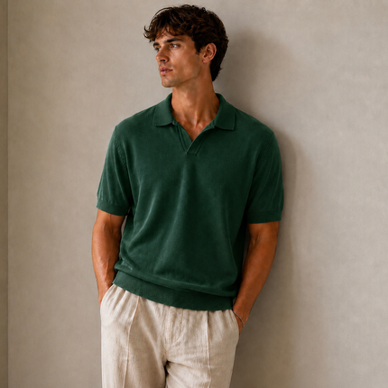Swiss Knitted Emerald Green Polo