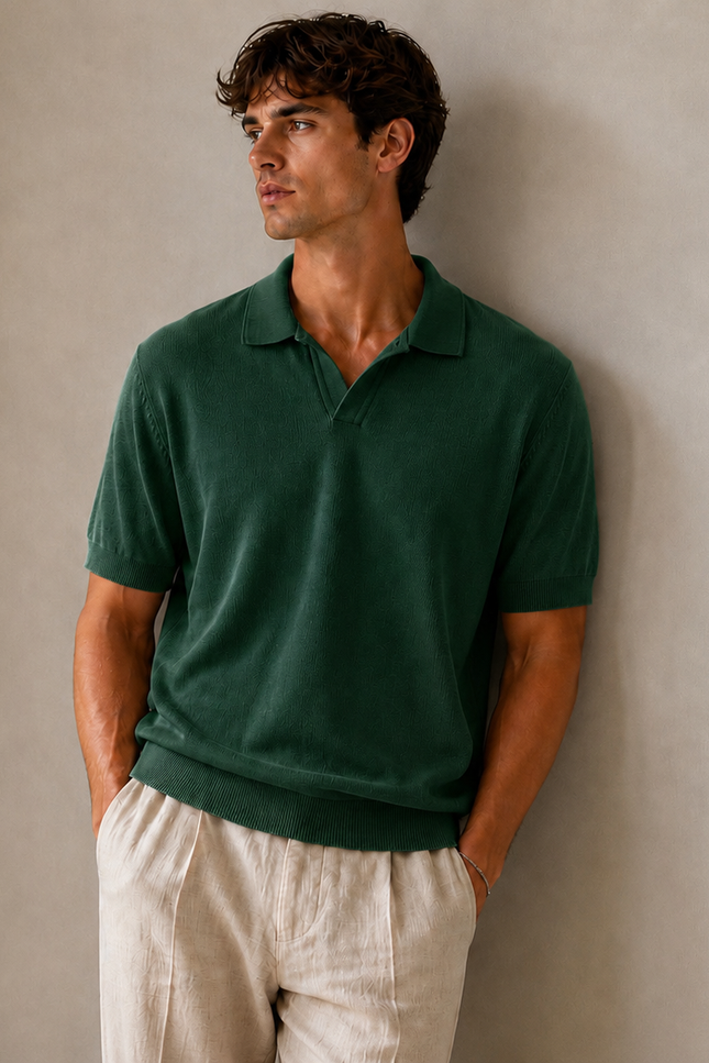 Swiss Knitted Emerald Green Polo