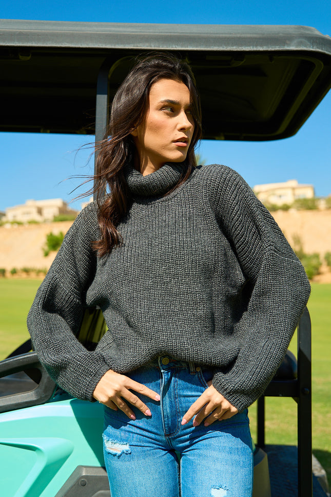 Comfy Turtle Neck Charcoal Black