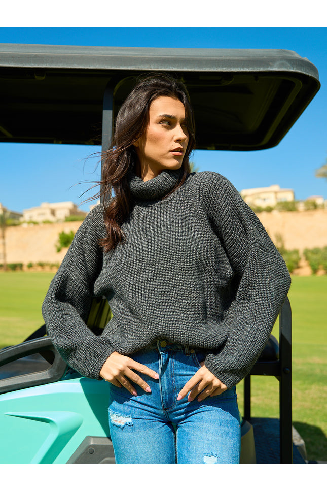 Comfy Turtle Neck Charcoal Black