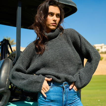 Comfy Turtle Neck Charcoal Black