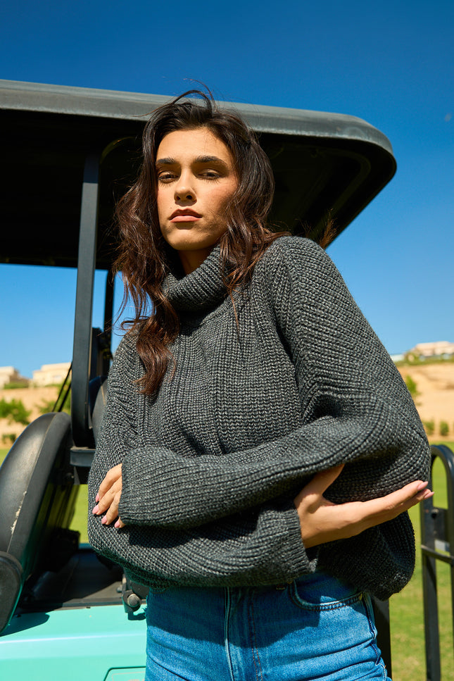 Comfy Turtle Neck Charcoal Black