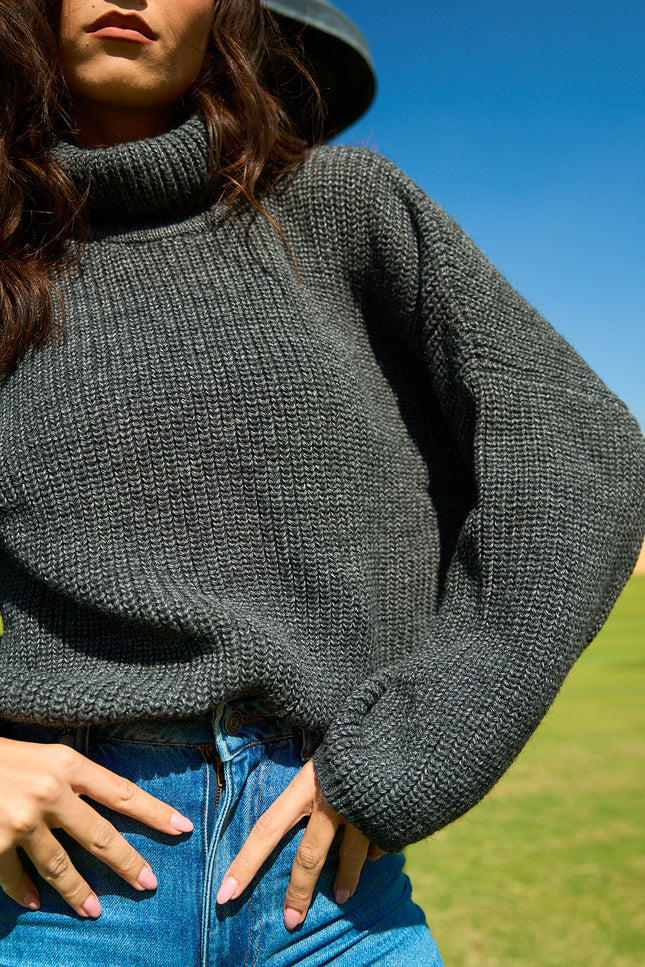 Comfy Turtle Neck Charcoal Black