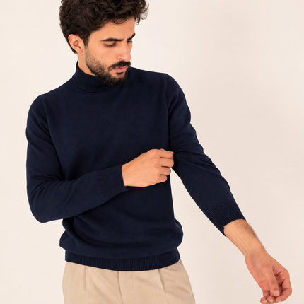 Navy Half Neck Knitted Sweater