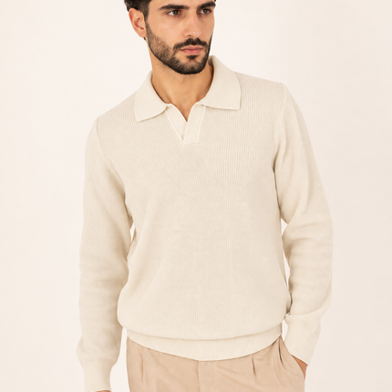 White Milano Knit Polo