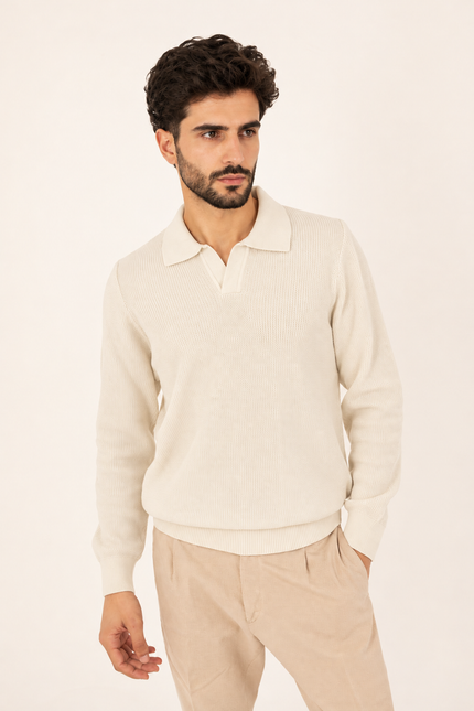 White Milano Knit Polo