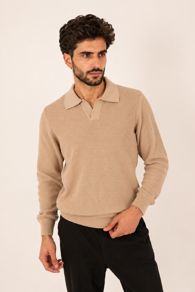 Beige Milano Knit Polo