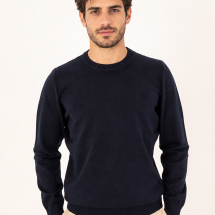 Navy Ribbed Crew Neck Sweater