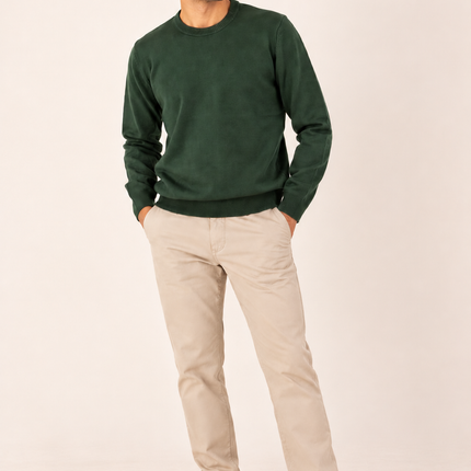 Forest Green Ribbed Crew Neck Sweater
