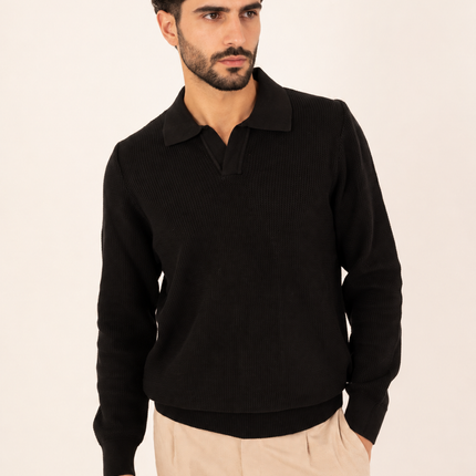 Black Milano Knit Polo